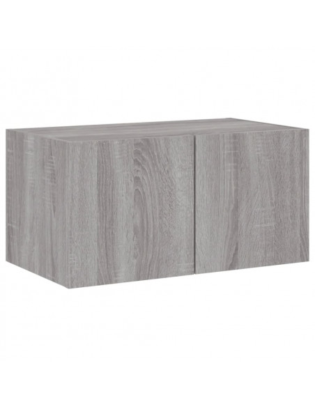 Mobili TV a Muro con LED 4pz Grigio Sonoma in Legno Multistrato