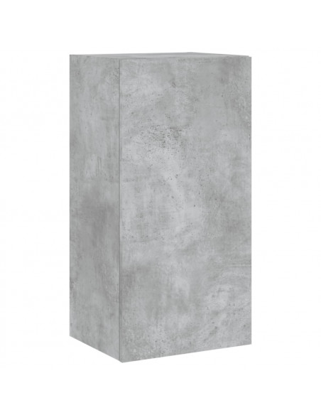 Mobili TV a Muro con LED 5pz Grigio Cemento Legno Multistrato