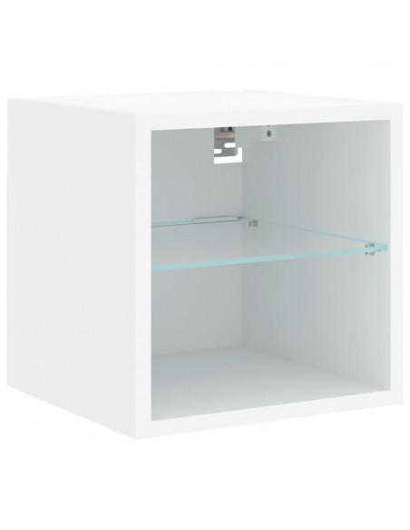 Mobili TV a Muro con LED 6pz Bianchi in Legno Multistrato