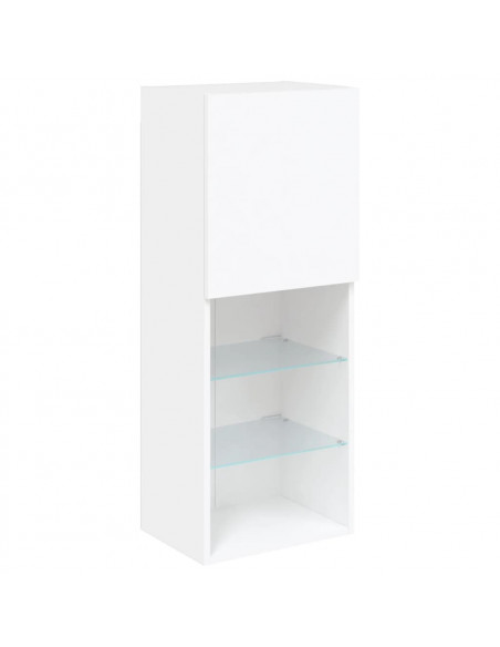 Mobili TV a Muro con LED 6pz Bianchi in Legno Multistrato