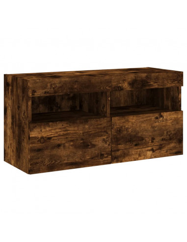 Mobili TV a Muro con LED 5pz Rovere Fumo in Legno Multistrato
