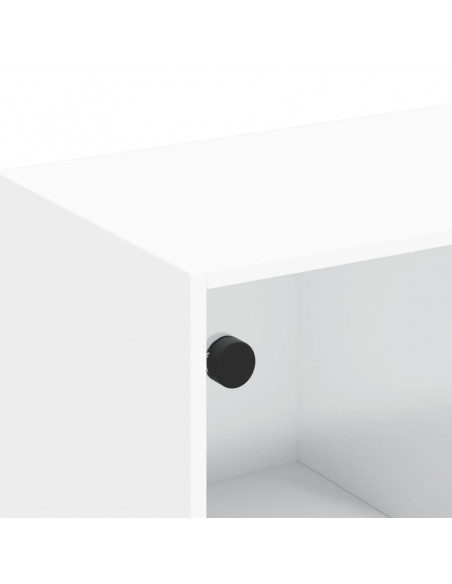 Mobile Porta TV con Ante in Vetro Bianco 102x37x42 cm