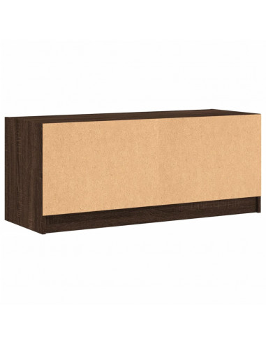 Mobile Porta TV con Ante in Vetro Rovere Marrone 102x37x42 cm