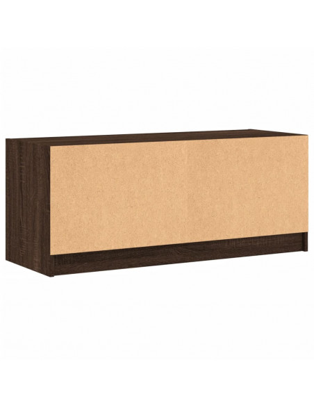 Mobile Porta TV con Ante in Vetro Rovere Marrone 102x37x42 cm