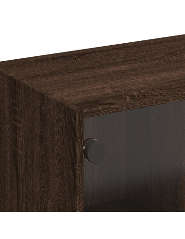 Mobile Porta TV con Ante in Vetro Rovere Marrone 102x37x42 cm