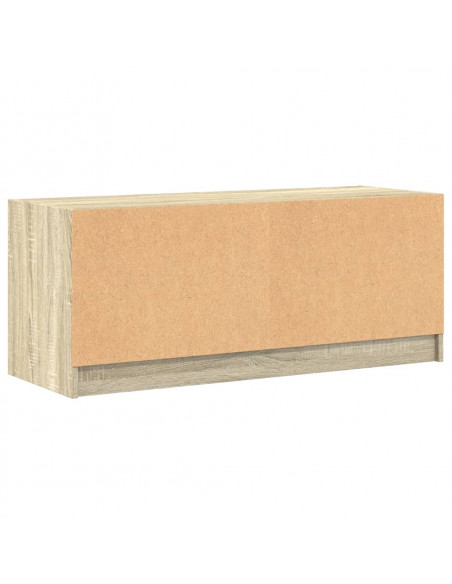 Mobile Porta TV con Ante in Vetro Rovere Sonoma 102x37x42 cm