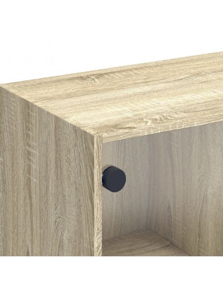 Mobile Porta TV con Ante in Vetro Rovere Sonoma 102x37x42 cm