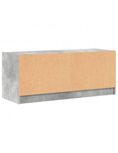 Mobile Porta TV con Ante in Vetro Grigio Cemento 102x37x42 cm