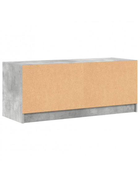 Mobile Porta TV con Ante in Vetro Grigio Cemento 102x37x42 cm