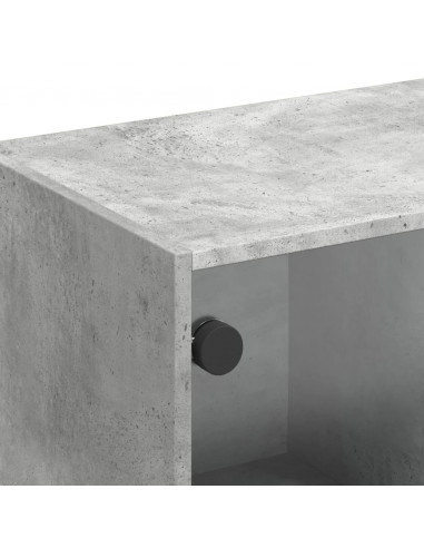 Mobile Porta TV con Ante in Vetro Grigio Cemento 102x37x42 cm