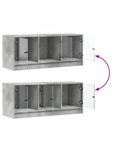 Mobile Porta TV con Ante in Vetro Grigio Cemento 102x37x42 cm