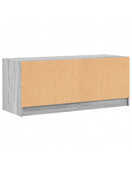 Mobile Porta TV con Ante in Vetro Grigio Sonoma 102x37x42 cm