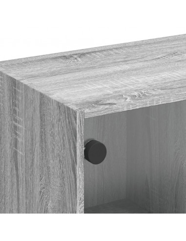 Mobile Porta TV con Ante in Vetro Grigio Sonoma 102x37x42 cm