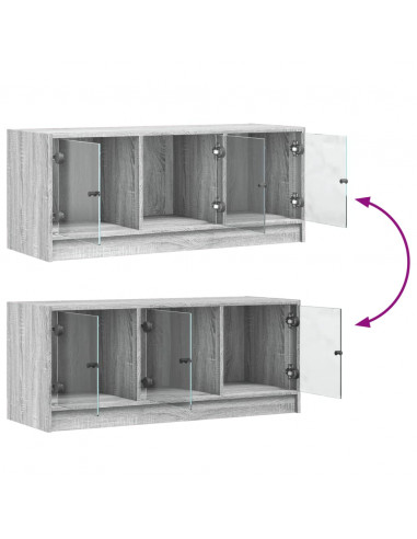 Mobile Porta TV con Ante in Vetro Grigio Sonoma 102x37x42 cm