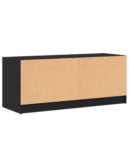 Mobile Porta TV con Ante in Vetro Nero 102x37x42 cm
