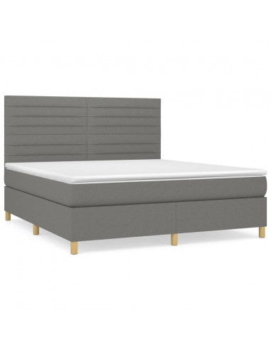 Giroletto a Molle con Materasso Grigio Scuro 160x200 cm Tessuto