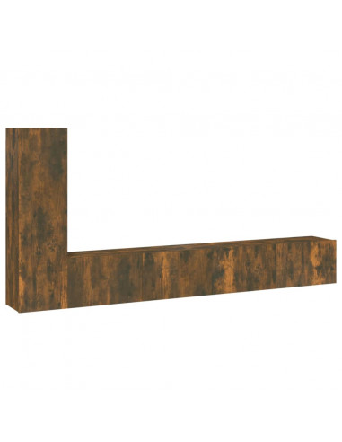 Set Mobili Porta TV 3 pz Rovere Fumo in Legno Multistrato