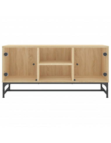 Mobile Porta TV con Ante in Vetro Rovere Sonoma 102x37x50 cm