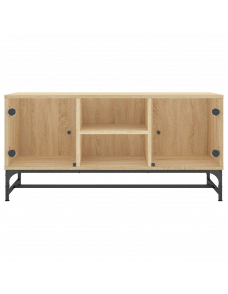 Mobile Porta TV con Ante in Vetro Rovere Sonoma 102x37x50 cm