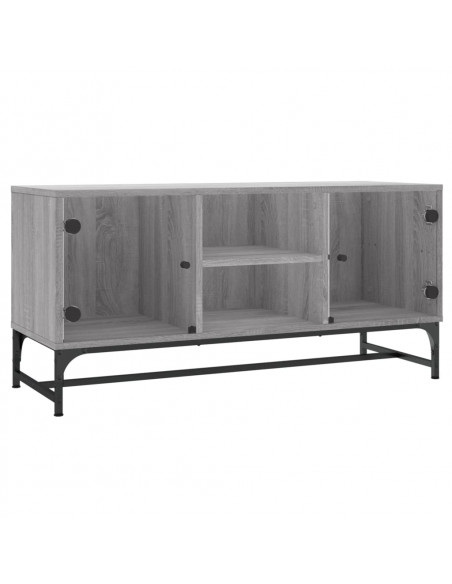 Mobile Porta TV con Ante in Vetro Grigio Sonoma 102x37x50 cm