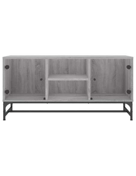 Mobile Porta TV con Ante in Vetro Grigio Sonoma 102x37x50 cm