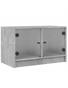 Mobile Porta TV con Ante in Vetro Grigio Cemento 68x37x42 cm 2