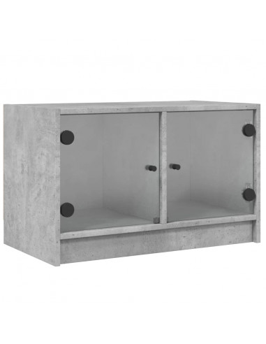 Mobile Porta TV con Ante in Vetro Grigio Cemento 68x37x42 cm