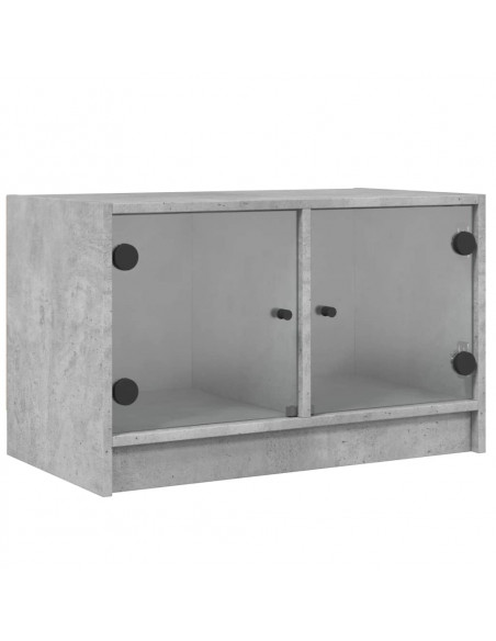 Mobile Porta TV con Ante in Vetro Grigio Cemento 68x37x42 cm
