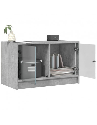 Mobile Porta TV con Ante in Vetro Grigio Cemento 68x37x42 cm