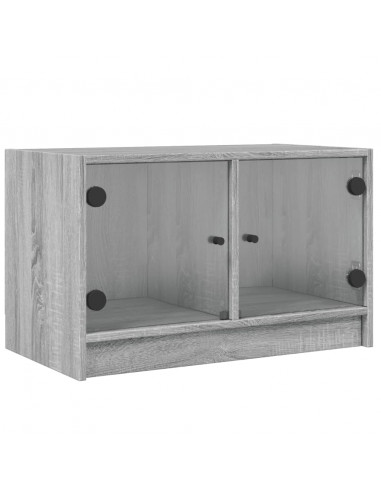 Mobile Porta TV con Ante in Vetro Grigio Sonoma 68x37x42 cm