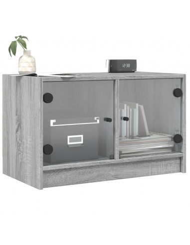 Mobile Porta TV con Ante in Vetro Grigio Sonoma 68x37x42 cm