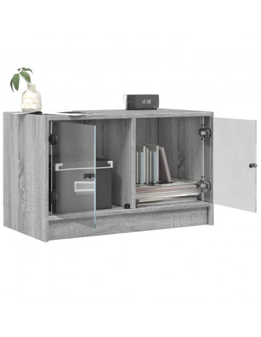 Mobile Porta TV con Ante in Vetro Grigio Sonoma 68x37x42 cm