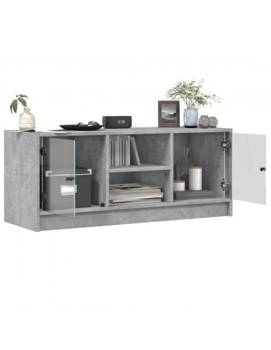 Mobile Porta TV con Ante in Vetro Grigio Cemento 102x37x42 cm