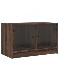 Mobile Porta TV con Ante in Vetro Rovere Marrone 68x37x42 cm 2