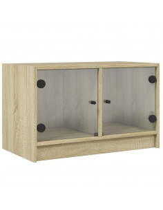 Mobile Porta TV con Ante in Vetro Rovere Sonoma 68x37x42 cm 2