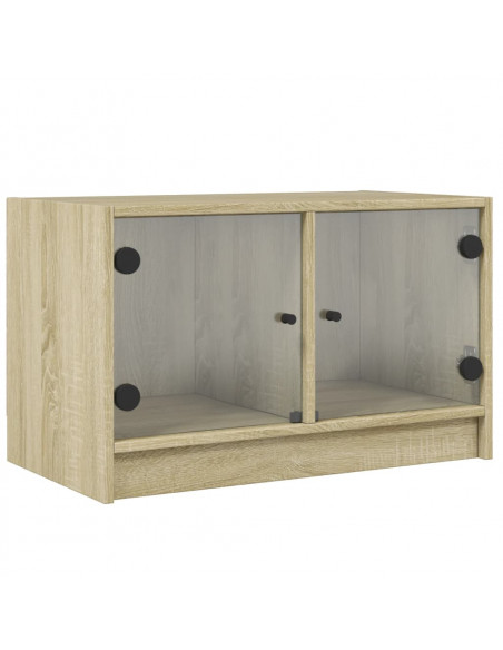 Mobile Porta TV con Ante in Vetro Rovere Sonoma 68x37x42 cm