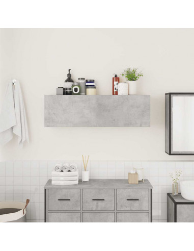 Armadietto da Bagno Grigio Cemento 100x25x30 cm in Truciolato