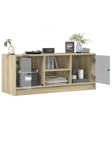 Mobile Porta TV con Ante in Vetro Rovere Sonoma 102x37x42 cm