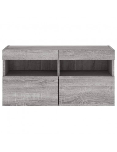 Mobile TV a Parete con Luci LED Grigio Sonoma 80x30x40 cm