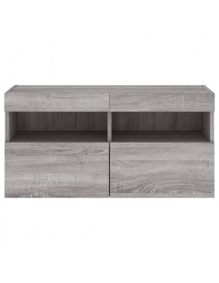 Mobile TV a Parete con Luci LED Grigio Sonoma 80x30x40 cm