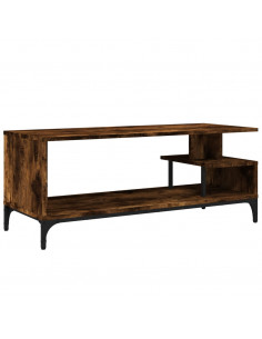 Mobile TV Rovere Fumo 102x40x41cm Legno e Acciaio a Polvere 2