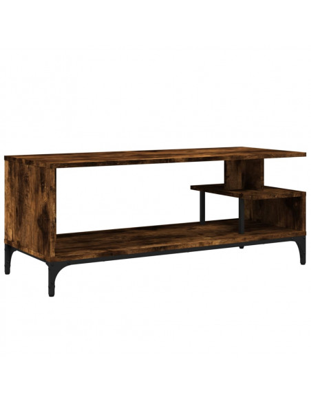 Mobile TV Rovere Fumo 102x40x41cm Legno e Acciaio a Polvere