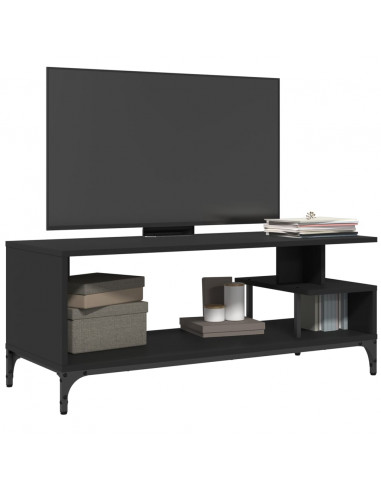 Mobile TV Nero 102x40x41cm Legno e Acciaio Verniciato a Polvere