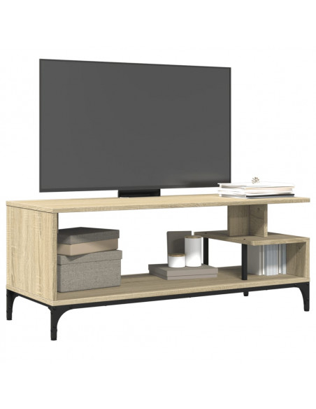 Mobile TV Rovere Sonoma 102x40x41cm Legno e Acciaio a Polvere