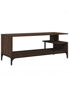 Mobile TV Rovere Marrone 102x40x41cm Legno e Acciaio a Polvere 2