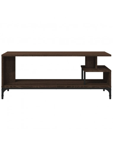 Mobile TV Rovere Marrone 102x40x41cm Legno e Acciaio a Polvere