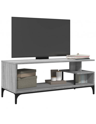 Mobile TV Grigio Sonoma 102x40x41cm Legno e Acciaio a Polvere