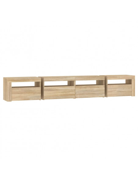 Mobile Porta TV con Luci LED Rovere Sonoma 240x35x40 cm