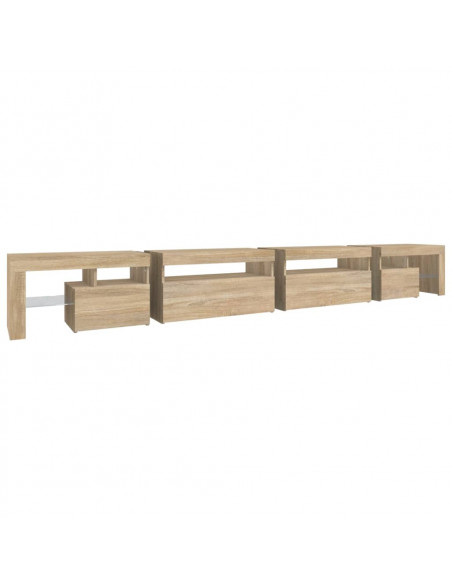 Mobile Porta TV con Luci LED Rovere Sonoma 290x36,5x40 cm