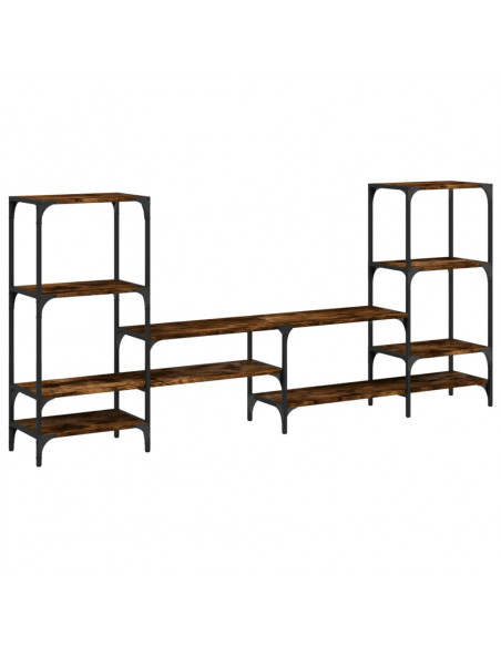 Mobile Porta TV Rovere Fumo 206,5x28,5x95 cm Legno Multistrato